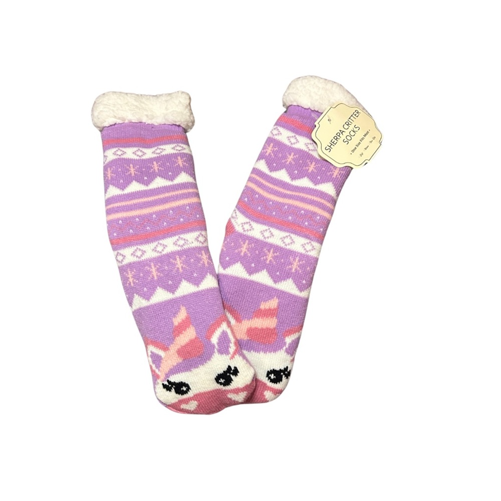 Sherpa Critter Socks - Lavender Unicorn - One Size - NWT 2010